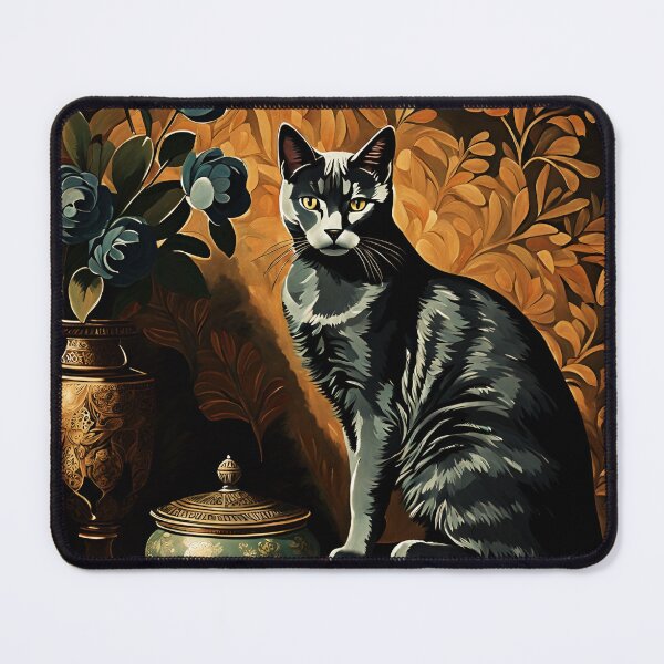 Item preview, Vintage Cat Art: Blue Cat in a Gothic Setting | Animal Art | Gothic Art | Cat Art | Vintage Cat Illustration designed and sold by UnhingedBird.