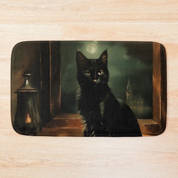 Item preview, Vintage Cat Art: Black Cat in a Gothic Setting | Noir Cat Art | Gothic Art | Cat Art | Cat Oil Painting designed and sold by UnhingedBird.