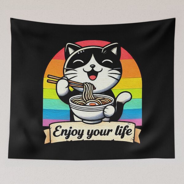 Item preview, Enjoy Your Life Cat meme Ramen Noodles designed and sold by plushism.