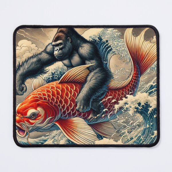 Item preview, A lively gorilla riding an auspicious rising carp designed and sold by B-GORIRA.