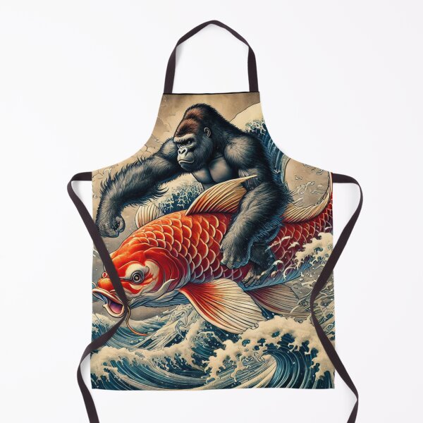 Item preview, A lively gorilla riding an auspicious rising carp designed and sold by B-GORIRA.
