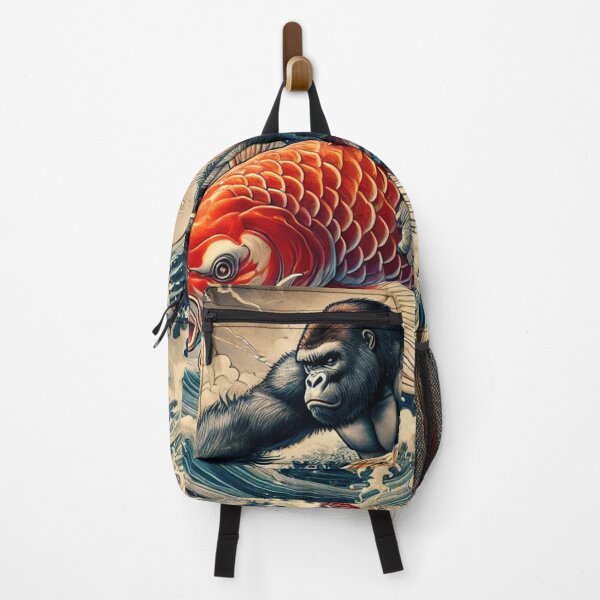 Item preview, A lively gorilla riding an auspicious rising carp designed and sold by B-GORIRA.