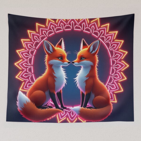 Item preview, Romantic Neon Fox with Ornate Halo designed and sold by Faranyaz.
