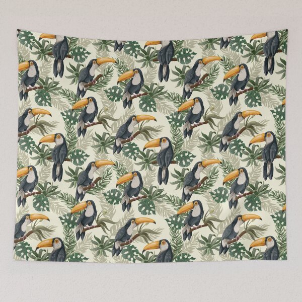 Item preview, TUCAN BIRD AND LEAVES PATTERN designed and sold by PSYNOVA.
