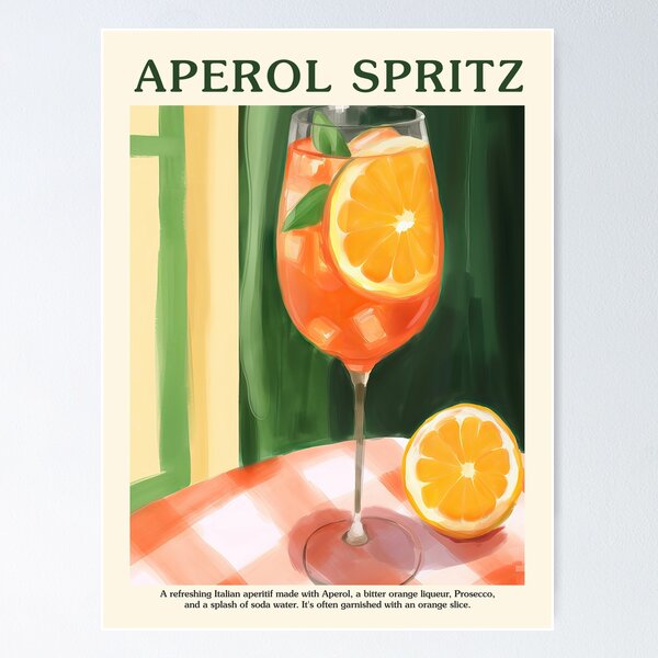 Item preview, Orange Spritz, Cocktail Poster Kitchen Art Aperitivo designed and sold by MamboArt.