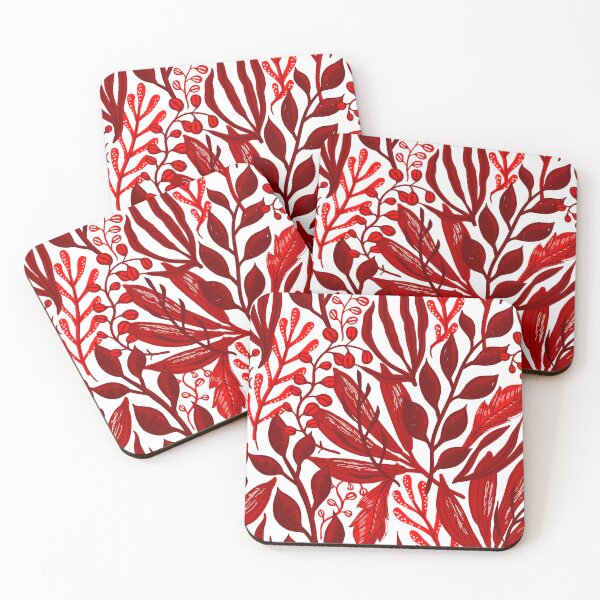 Item preview, Cherry Red Seamless Leaf Pattern designed and sold by humnoo.