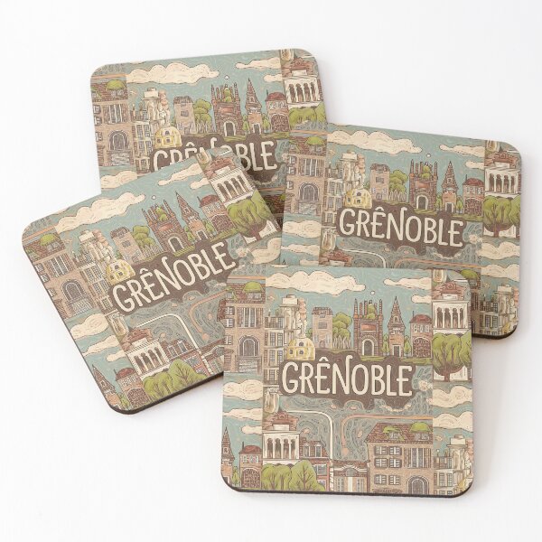 Item preview, Grenoble City of France Whimsical Retro Doodle Typography Art designed and sold by Witty Shirts.