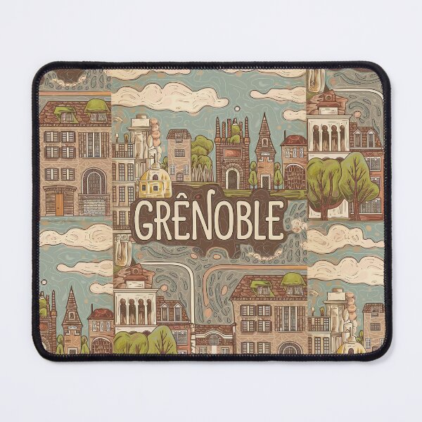 Item preview, Grenoble City of France Whimsical Retro Doodle Typography Art designed and sold by Witty Shirts.