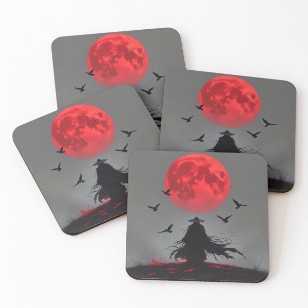 Item preview, Lone samurai warrior under blood red moon designed and sold by pixelated_echoes.
