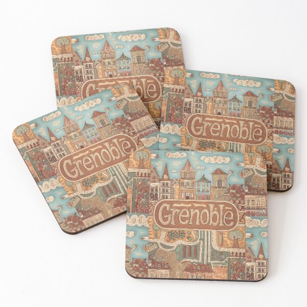Item preview, Grenoble City of France Whimsical Retro Doodle Typography Art designed and sold by Witty Shirts.