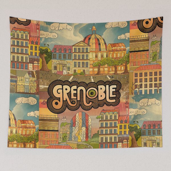 Item preview, Grenoble City of France Whimsical Retro Doodle  Art designed and sold by Witty Shirts.