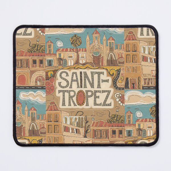 Item preview, Saint-Tropez City of France Whimsical Retro Doodle Art designed and sold by Witty Shirts.