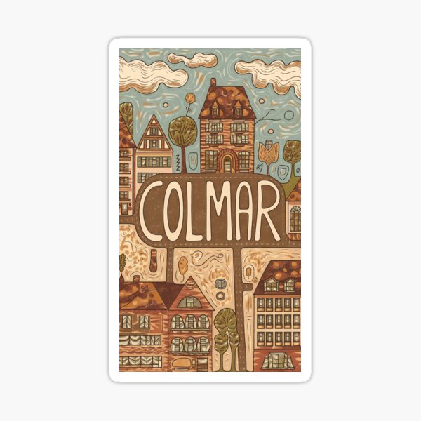 Item preview, Colmar City of France Whimsical Retro Doodle Art designed and sold by Witty Shirts.