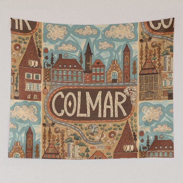Item preview, Colmar City of France Whimsical Retro Doodle Art designed and sold by Witty Shirts.