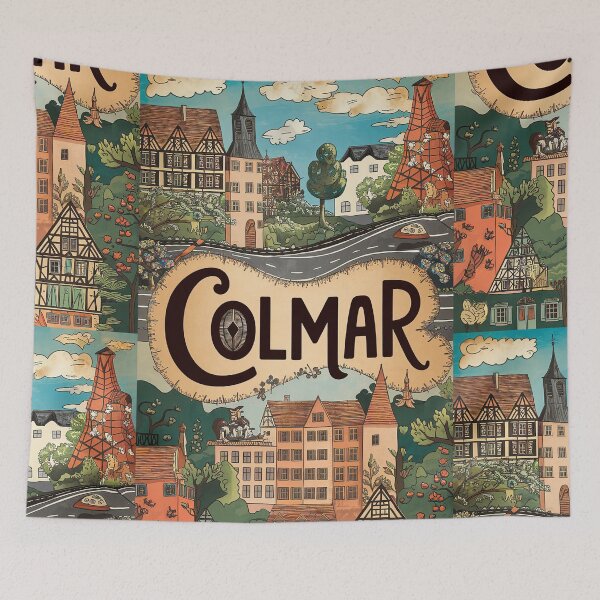 Item preview, Colmar City of France Whimsical Retro Doodle Art designed and sold by Witty Shirts.
