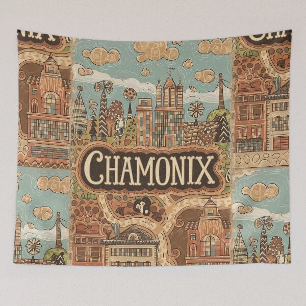 Item preview, Chamonix City of France Whimsical Retro Doodle Art designed and sold by Witty Shirts.