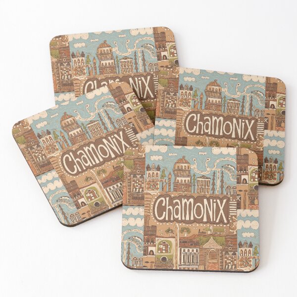 Item preview, Chamonix City of France Whimsical Retro Doodle Art designed and sold by Witty Shirts.