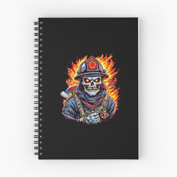 Item preview, Modern Trendy Skeleton Firefighter with flaming mustache and ax  designed and sold by SOUFIANE1991.