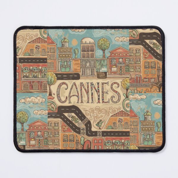 Item preview, Cannes City of France Whimsical Retro Doodle Art designed and sold by Witty Shirts.