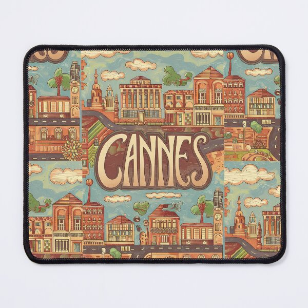 Item preview, Cannes City of France Whimsical Retro Doodle Art designed and sold by Witty Shirts.