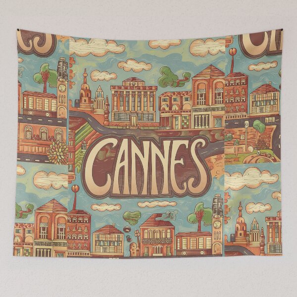 Item preview, Cannes City of France Whimsical Retro Doodle Art designed and sold by Witty Shirts.