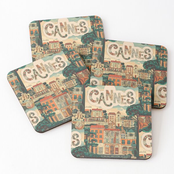 Item preview, Cannes City of France Whimsical Retro Doodle Art designed and sold by Witty Shirts.