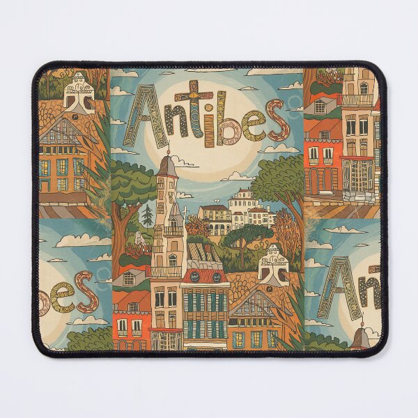 Item preview, Antibes City of France Whimsical Retro Doodle Art designed and sold by Witty Shirts.