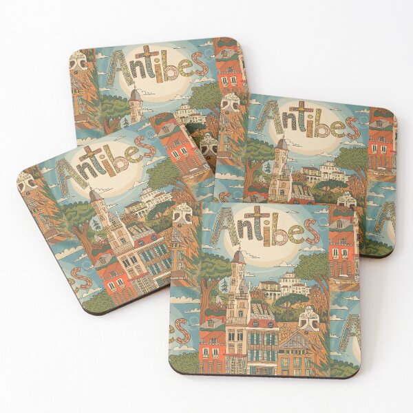 Item preview, Antibes City of France Whimsical Retro Doodle Art designed and sold by Witty Shirts.