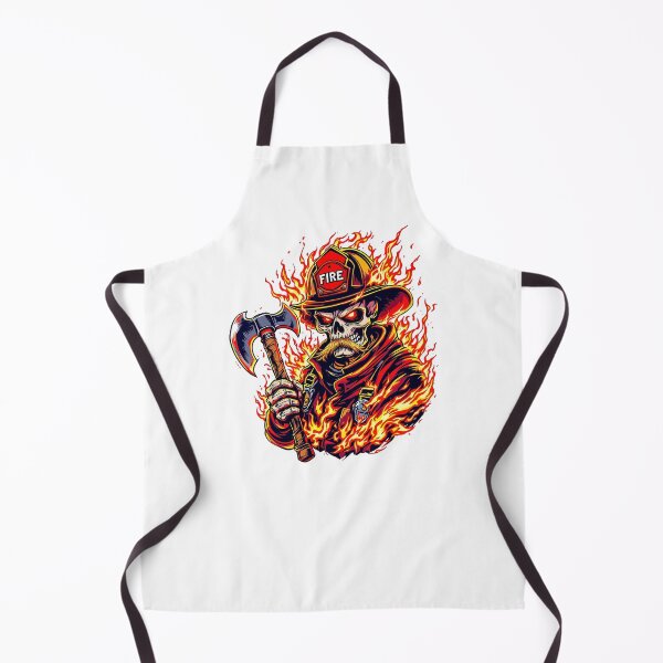 Item preview, Modern Trendy Skeleton Firefighter with flaming mustache and ax designed and sold by SOUFIANE1991.