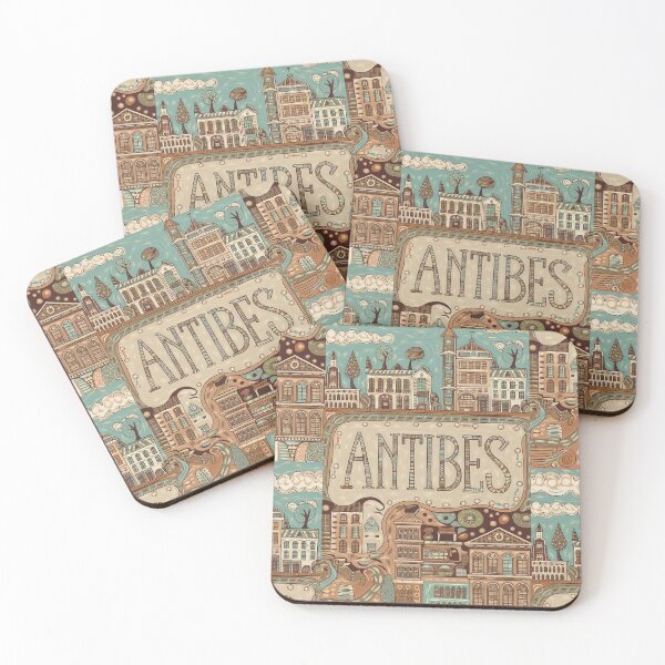 Item preview, Antibes City of France Whimsical Retro Doodle Art designed and sold by Witty Shirts.