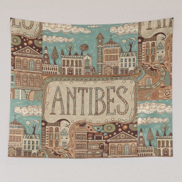Item preview, Antibes City of France Whimsical Retro Doodle Art designed and sold by Witty Shirts.