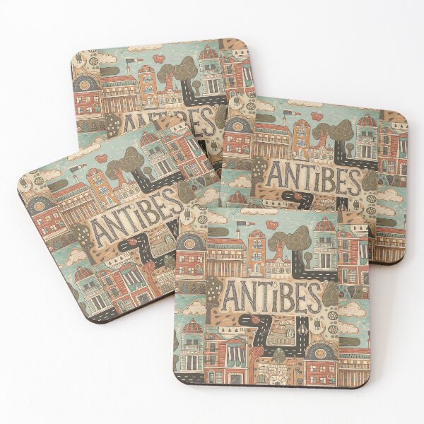 Item preview, Antibes City of France Whimsical Retro Doodle Art designed and sold by Witty Shirts.