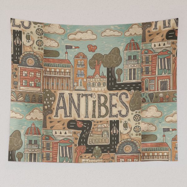 Item preview, Antibes City of France Whimsical Retro Doodle Art designed and sold by Witty Shirts.