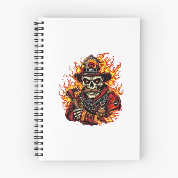 Item preview, Modern Trendy Skeleton Firefighter with flaming mustache and ax  designed and sold by SOUFIANE1991.