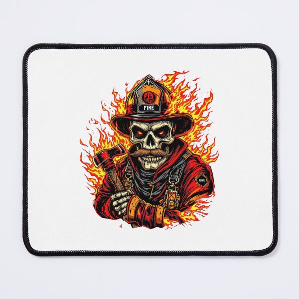 Item preview, Modern Trendy Skeleton Firefighter with flaming mustache and ax designed and sold by SOUFIANE1991.