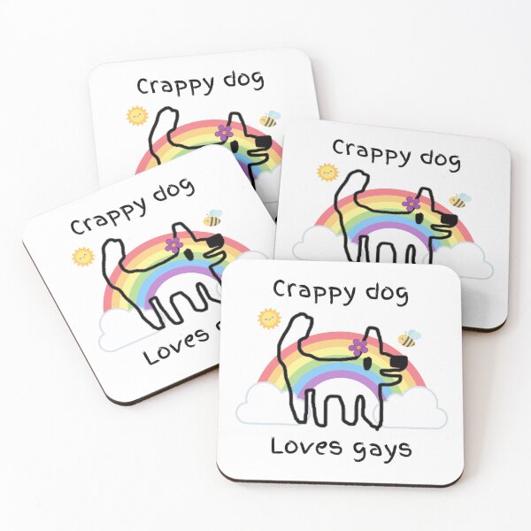 Item preview, Crappy dog loves gays - crappy dog, love, happiness and inclusion designed and sold by TheRubberOnion.