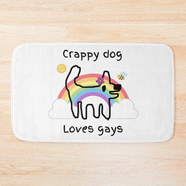 Item preview, Crappy dog loves gays - crappy dog, love, happiness and inclusion designed and sold by TheRubberOnion.