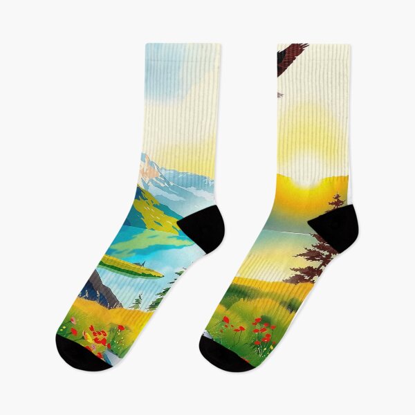 Item preview, Sunset's Warmth Over Majestic Peaks and Blooming Vistas designed and sold by PanoramaPrints.
