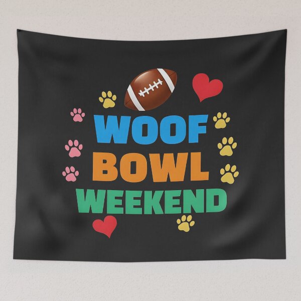 Item preview, Woof Bowl Weekend Joyful Paws And Brown Football designed and sold by SplashTastic.