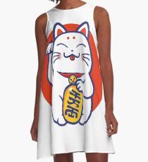 Glückliche Katze - Maneki-neko A-Linien Kleid