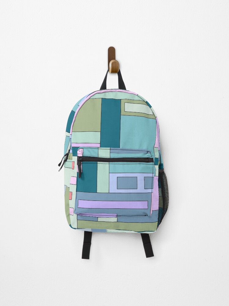 Thumbnail 1 of 3, Backpack, Modern Rectangle Geometry Stack Pattern Design designed and sold by ArtbyPian.
