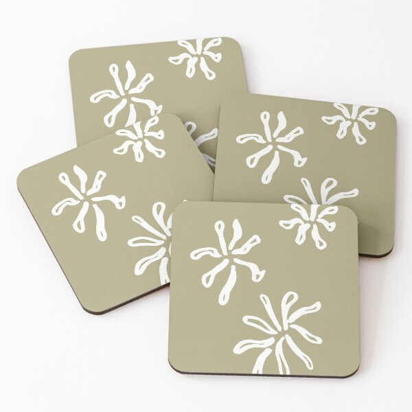 Item preview, Abstract mum flowers on sage green designed and sold by by-jwp.