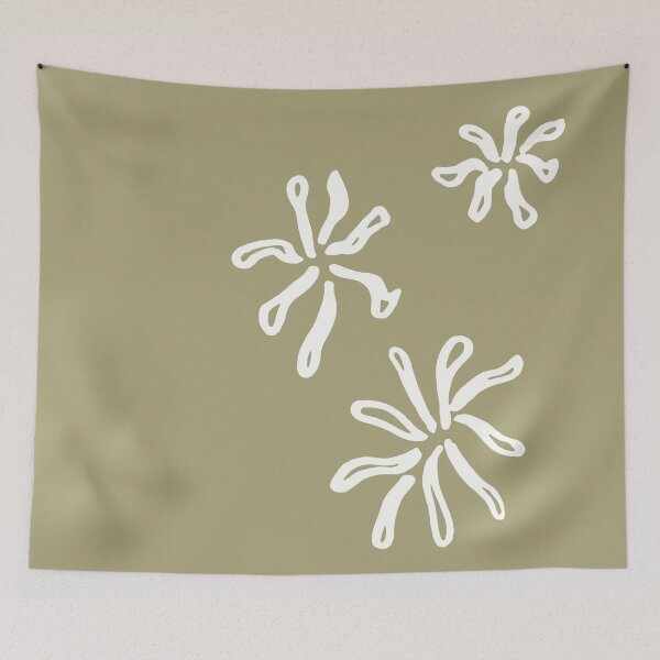 Item preview, Abstract mum flowers on sage green designed and sold by by-jwp.