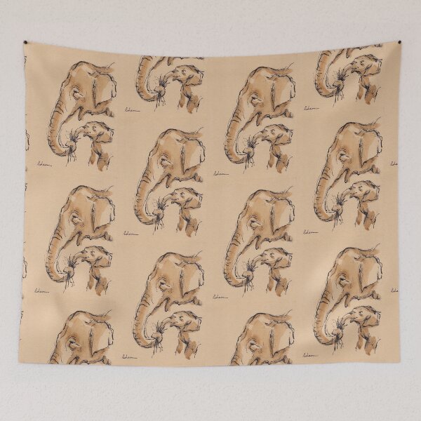 Artikelvorschau, Snack-Zeit: Baby Elefant & Mama Aquarell # 13 entworfen und verkauft von Rebecca Rees.