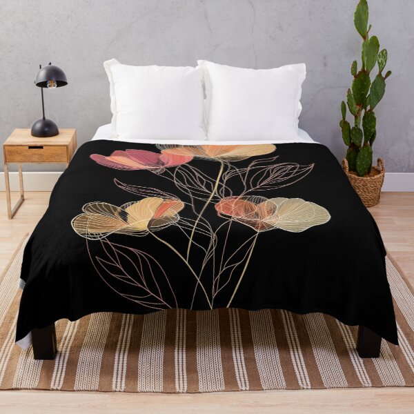 Item preview, Flowers In One Line Art Style & Boho Style - Vibrat Colors, Black Background (no. 3) designed and sold by Animals, Nature & Landscapes.