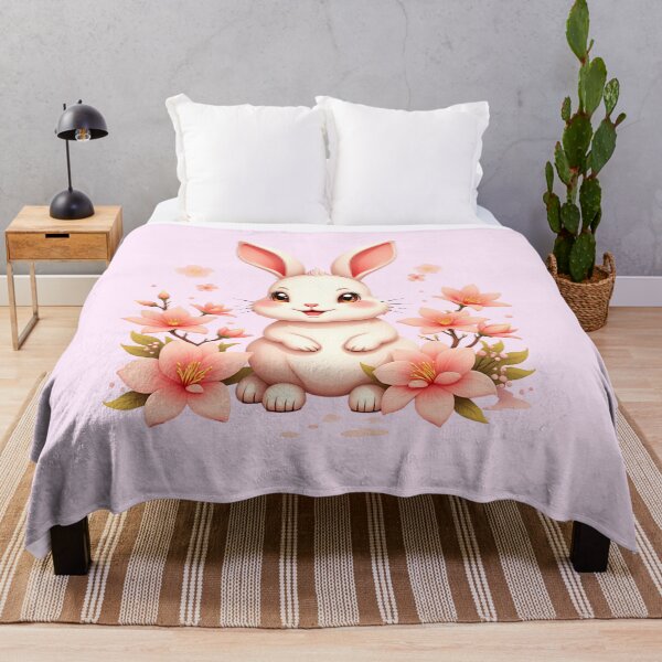 Item preview, Cute Pastel Rabbit With Peach Blossoms designed and sold by Itsheartshop.