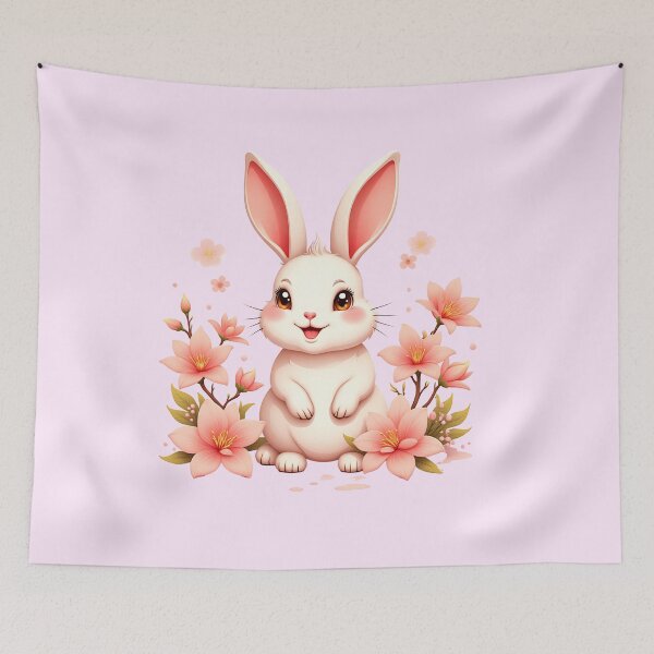 Item preview, Cute Pastel Rabbit With Peach Blossoms designed and sold by Itsheartshop.