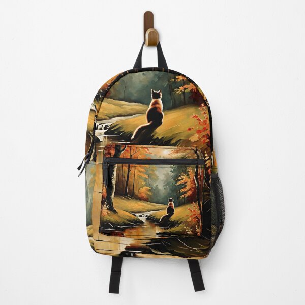Item preview, Vintage Cat Art: Orange Cat in a Beautiful Forest River Scene | Animal Art | Cat Art | Cat Oil Painting designed and sold by UnhingedBird.