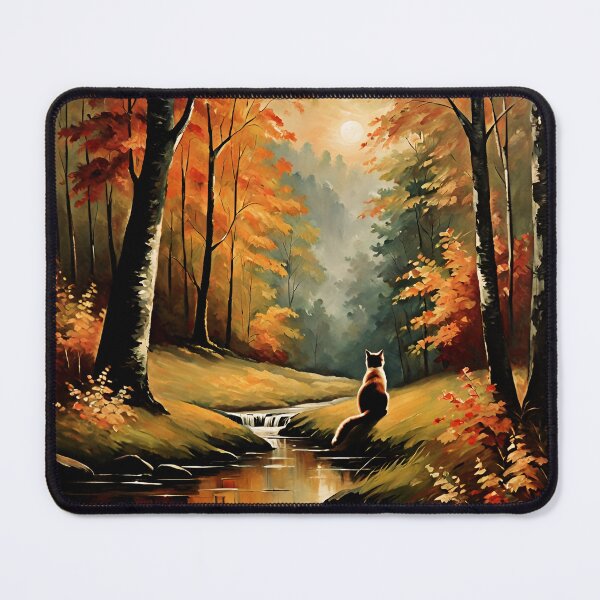 Item preview, Vintage Cat Art: Orange Cat in a Beautiful Forest River Scene | Animal Art | Cat Art | Cat Oil Painting designed and sold by UnhingedBird.