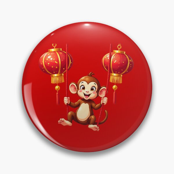 Item preview, Funny Monkey Swinging from Red Lanterns designed and sold by Itsheartshop.